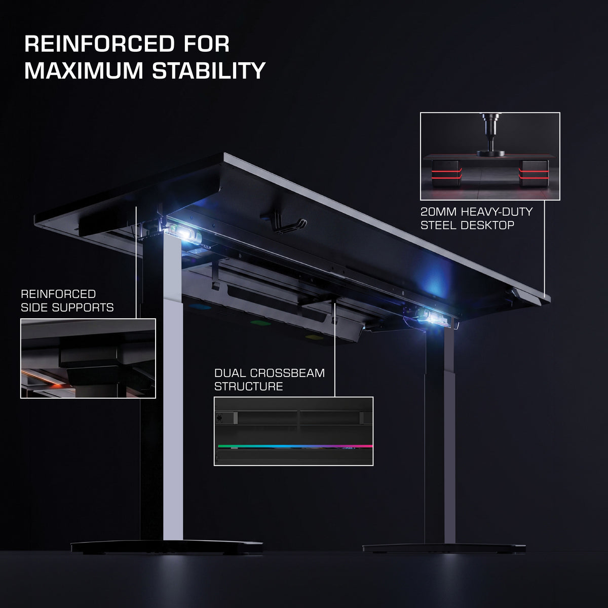 Aura Pro RGB Metal Standing Desk