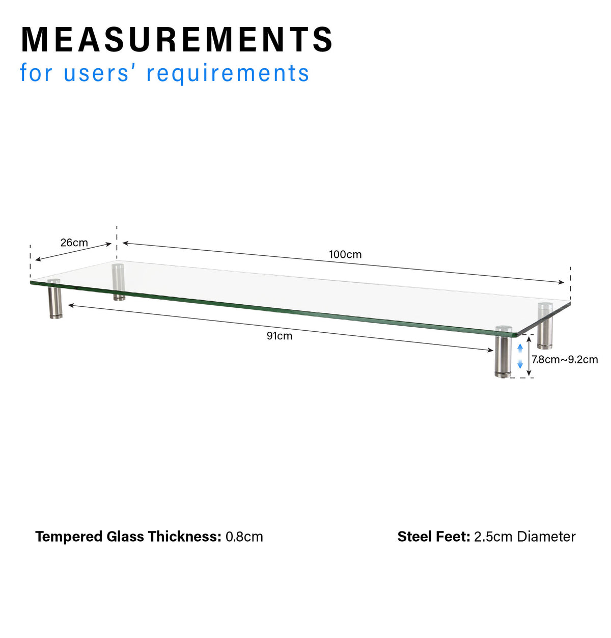 Premium Tempered Glass Monitor Stand Riser Shelf