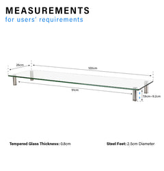 Premium Tempered Glass Monitor Stand Riser Shelf