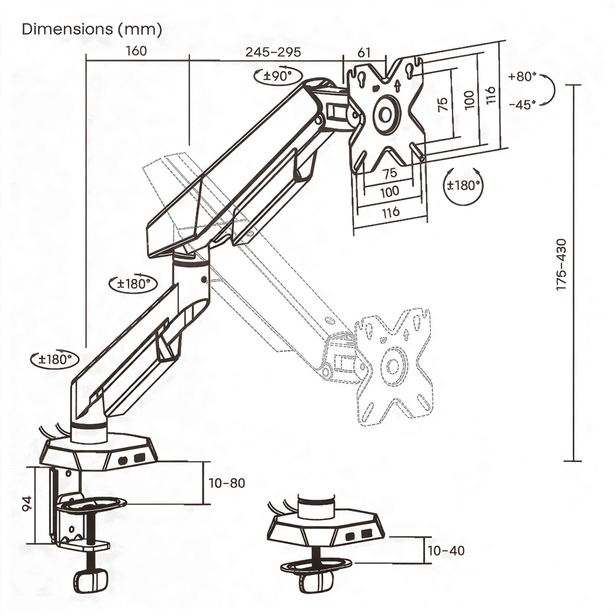 Verge Pro Single Monitor Arm | T74