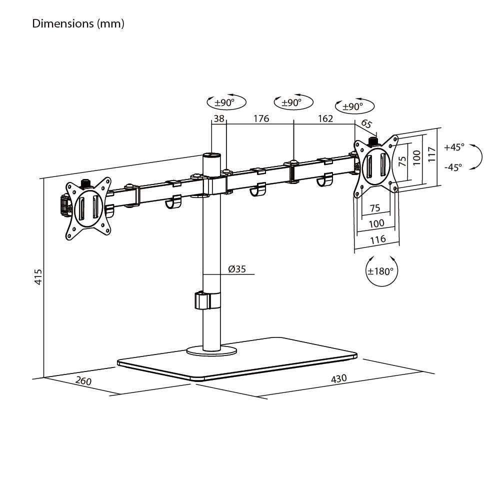 Ergo Dual Free Standing Monitor Stand | T41