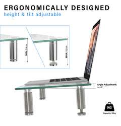 Premium Tempered Glass Monitor Stand Riser Shelf