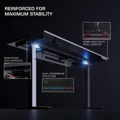 Aura Pro RGB Metal Standing Desk