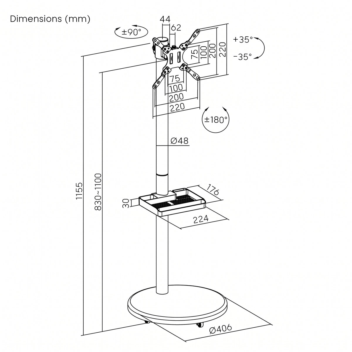 Atlas Mobile Display Floor Stand  | T45