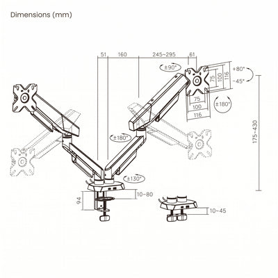 Verge Pro Dual Monitor Arm | T75
