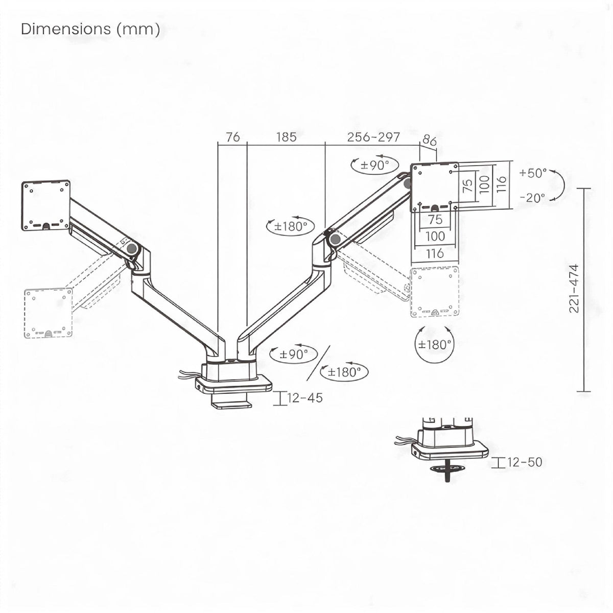 Vulcan Pro Dual Monitor Arm | T76
