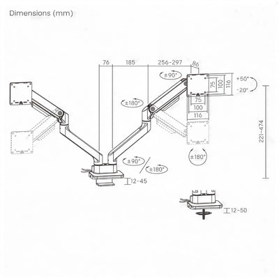 Vulcan Pro Dual Monitor Arm | T76