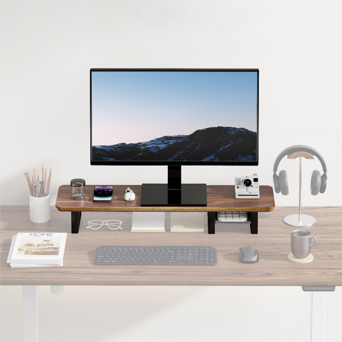 Walnut Desk Shelf System