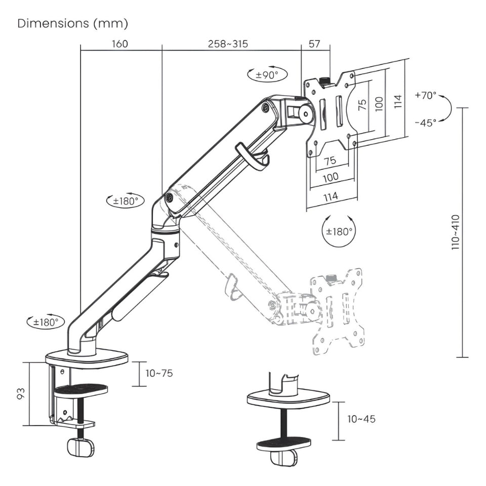 Revo Pro [Black Edition] Single Monitor Arm