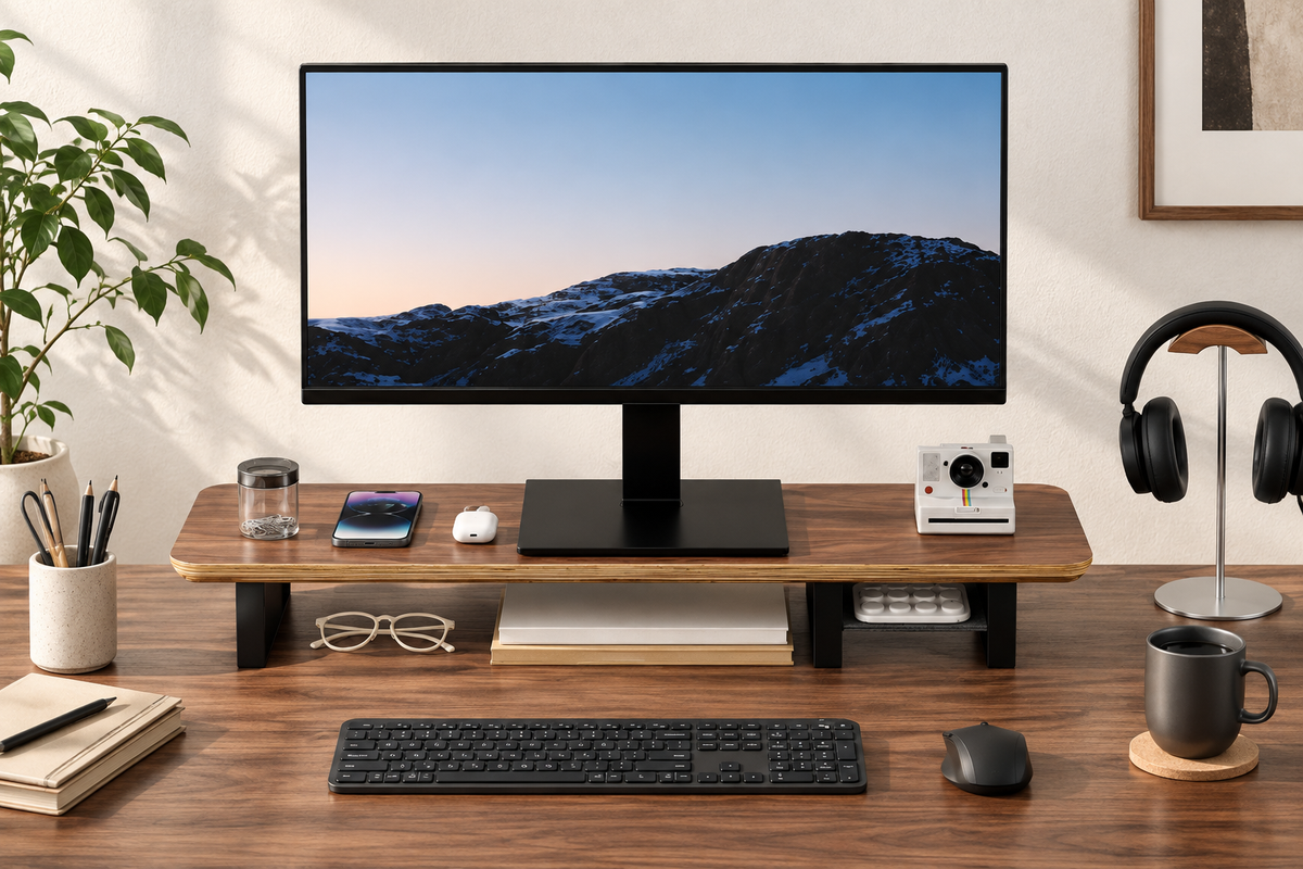 Walnut Desk Shelf System